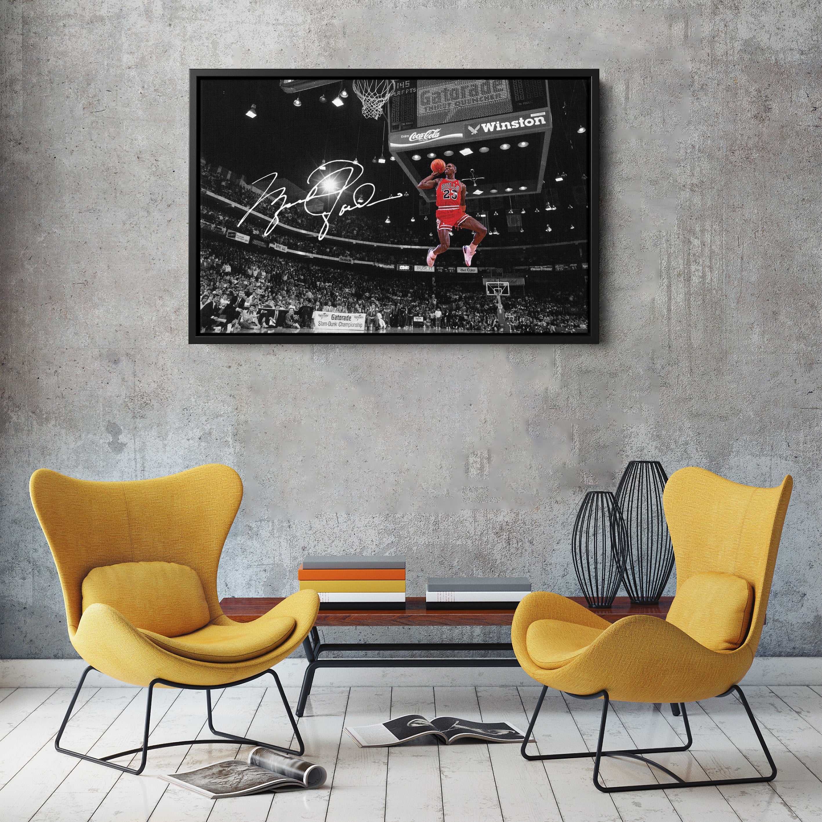 Michael Jordan Autographed Canvas – Slam Dunk Chicago Bulls Wall Art
