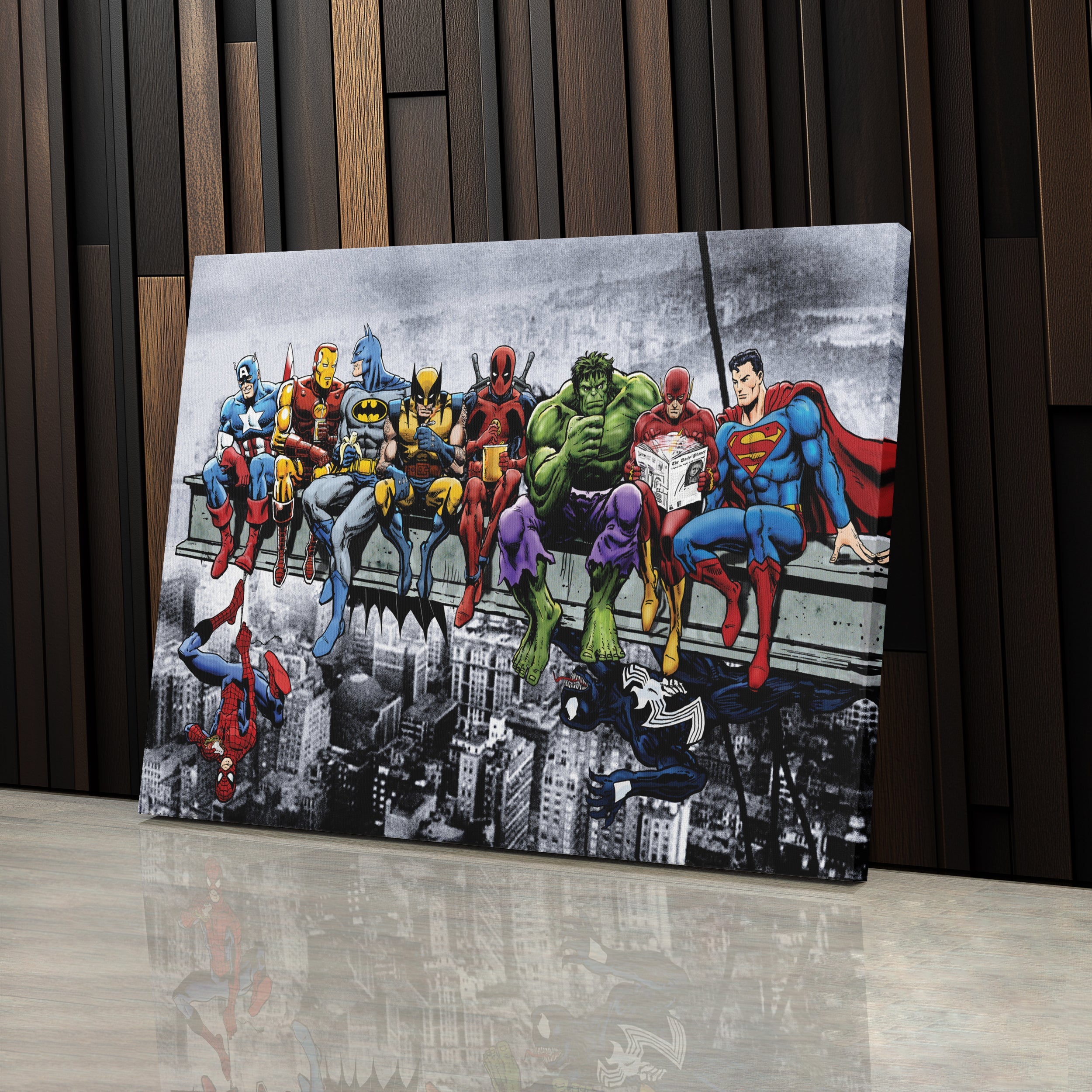 Superheroes Skyscraper Canvas – Marvel & DC Wall Art for Kids