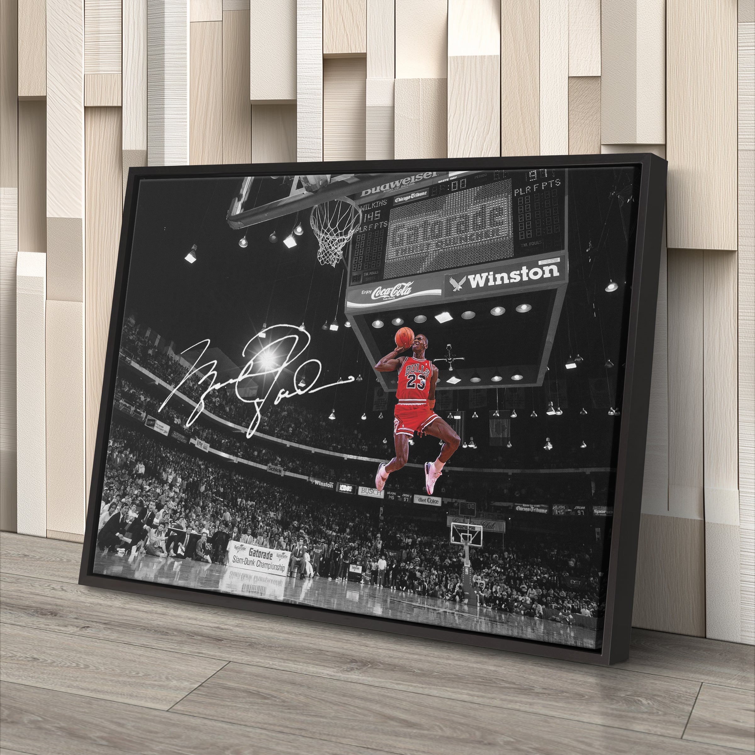 Michael Jordan Autographed Canvas – Slam Dunk Chicago Bulls Wall Art