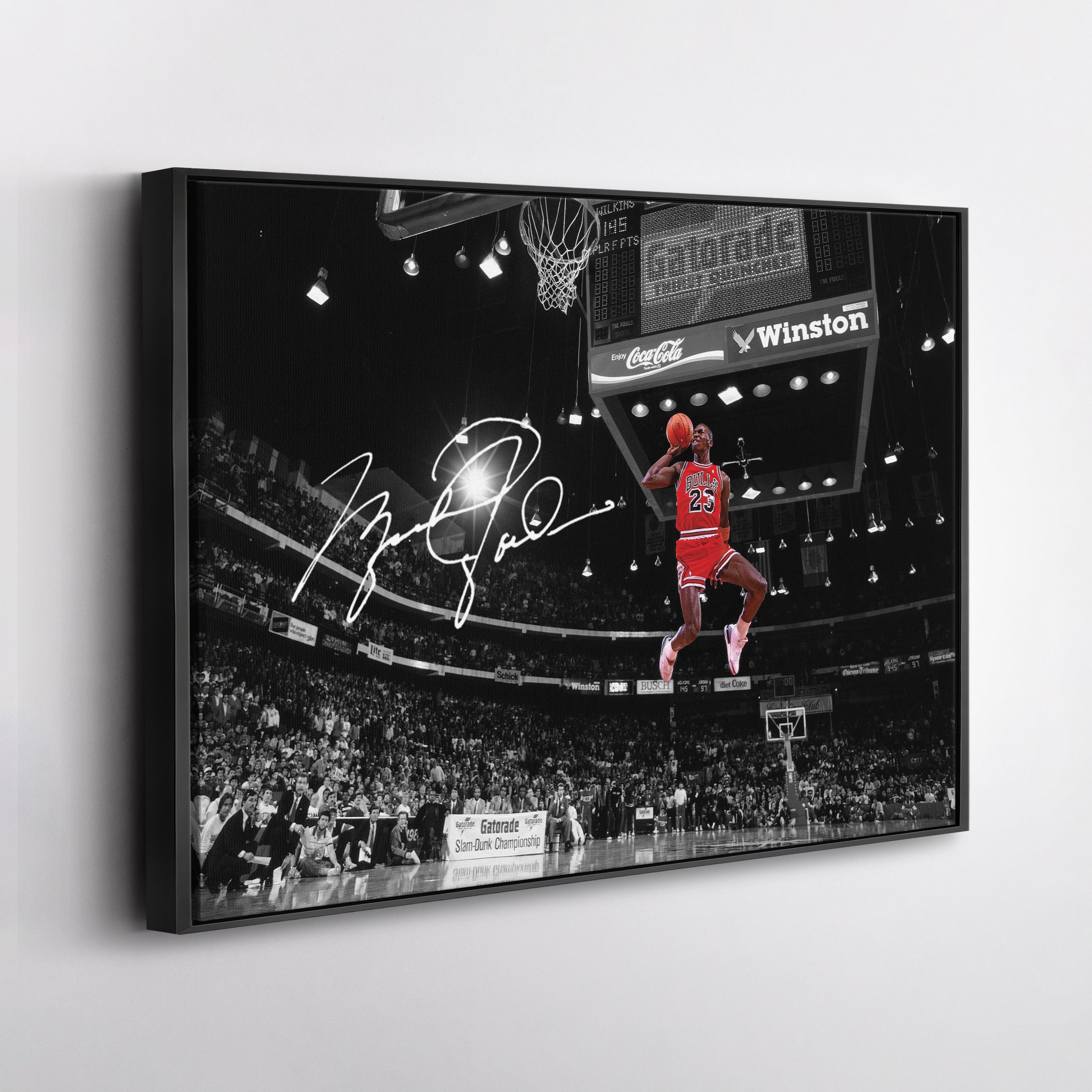 Michael Jordan Autographed Canvas – Slam Dunk Chicago Bulls Wall Art