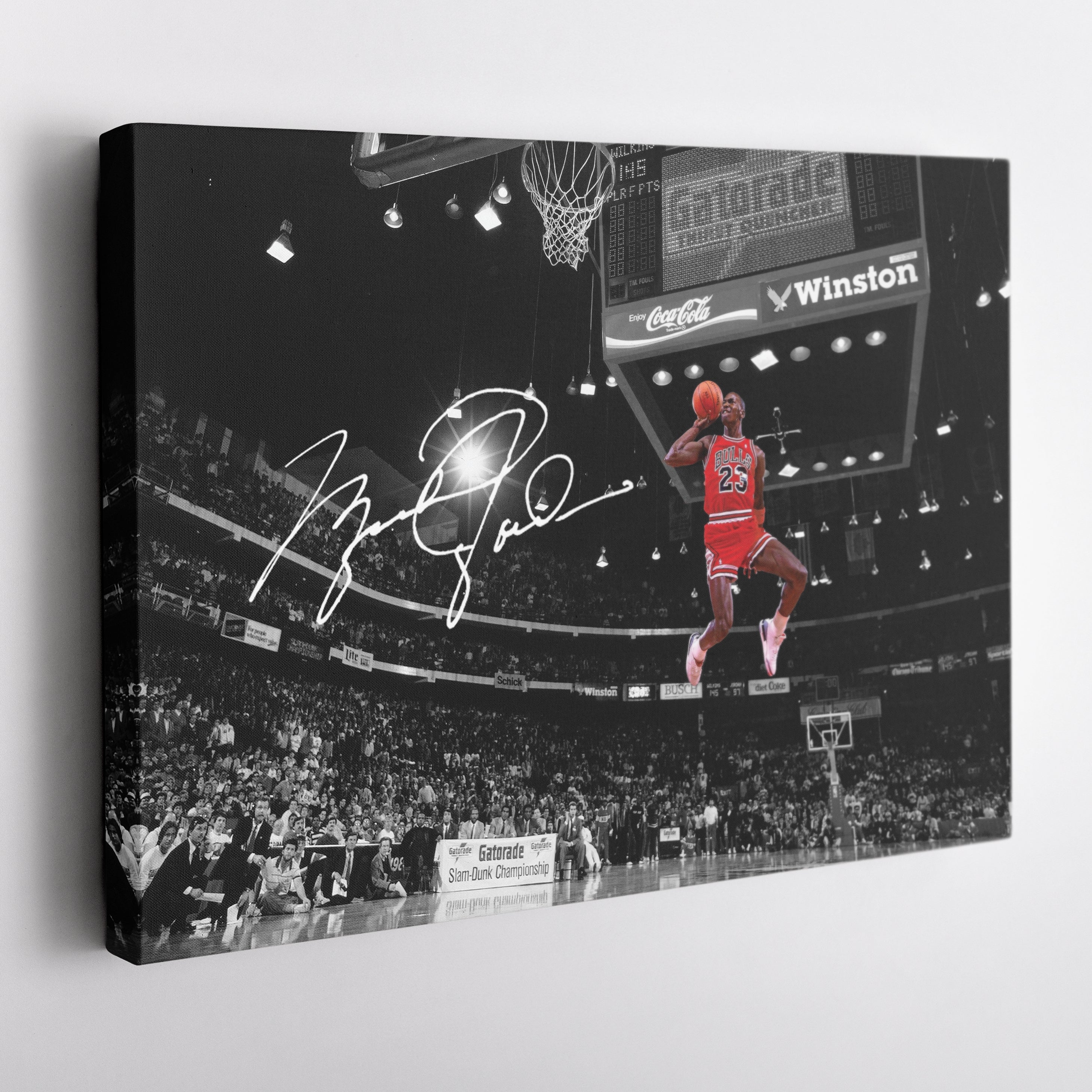 Michael Jordan Autographed Canvas – Slam Dunk Chicago Bulls Wall Art